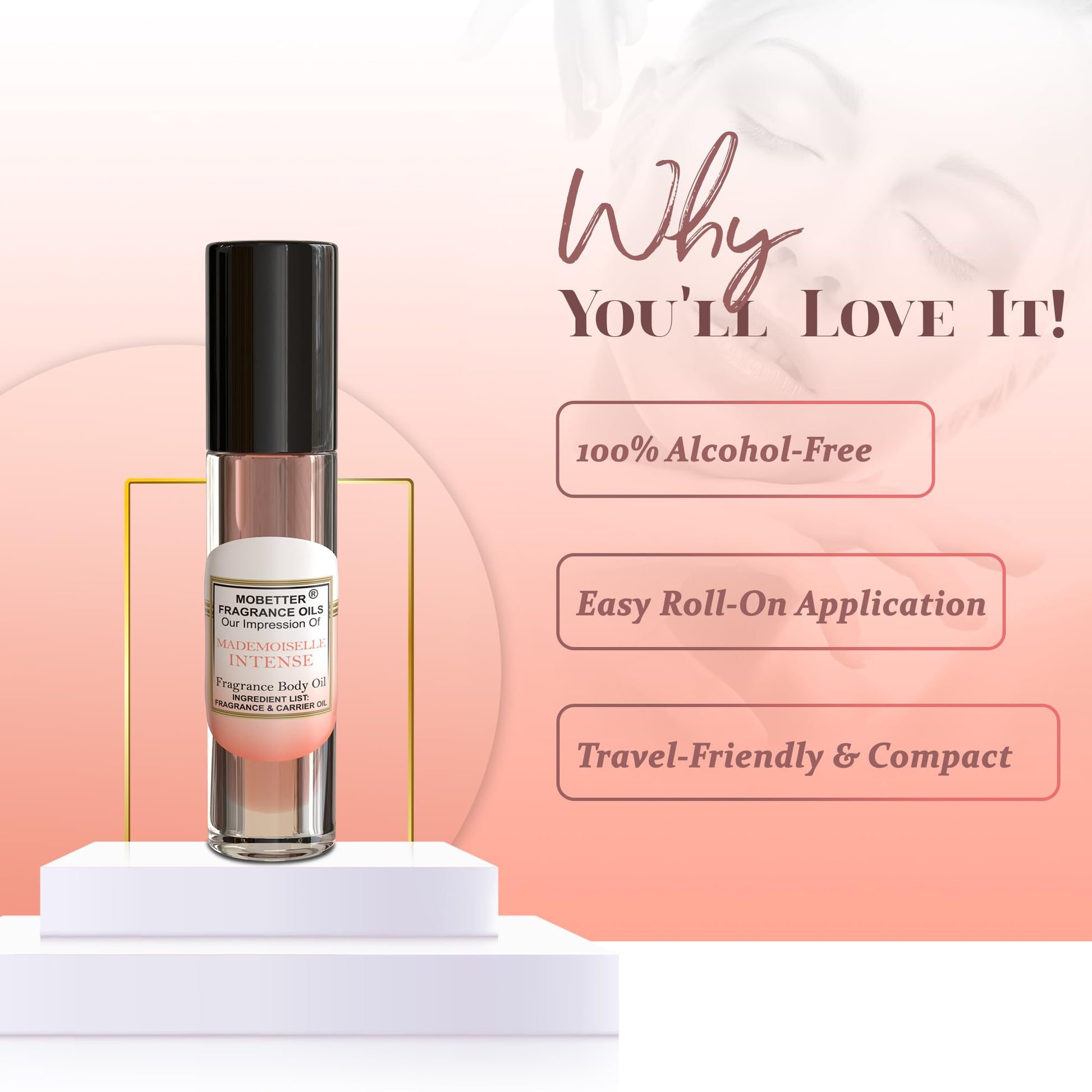 MoBetter Fragrance Oils ' Our Impression of C o c o Mademoiselle Intense para mujeres, fragancia de aceite corporal de 1/3 onzas, rollo en botella de vidrio
