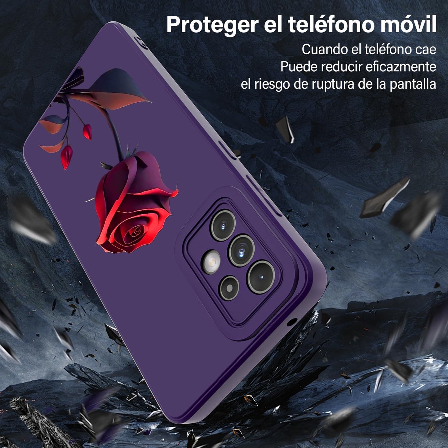 Threehao Funda para Samsung Galaxy A52 Case Uso Rudo, Ultra Delgado Flexible Silicona Púrpura Carcasa con Aesthetic Dibujos Flores, Antigolpes Anti-arañazos Protectora