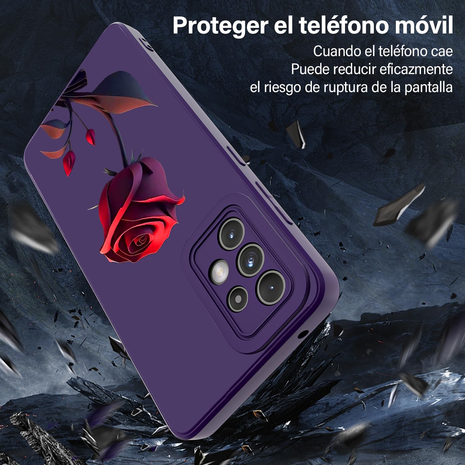 Threehao Funda para Samsung Galaxy A52 Case Uso Rudo, Ultra Delgado Flexible Silicona Púrpura Carcasa con Aesthetic Dibujos Flores, Antigolpes Anti-arañazos Protectora