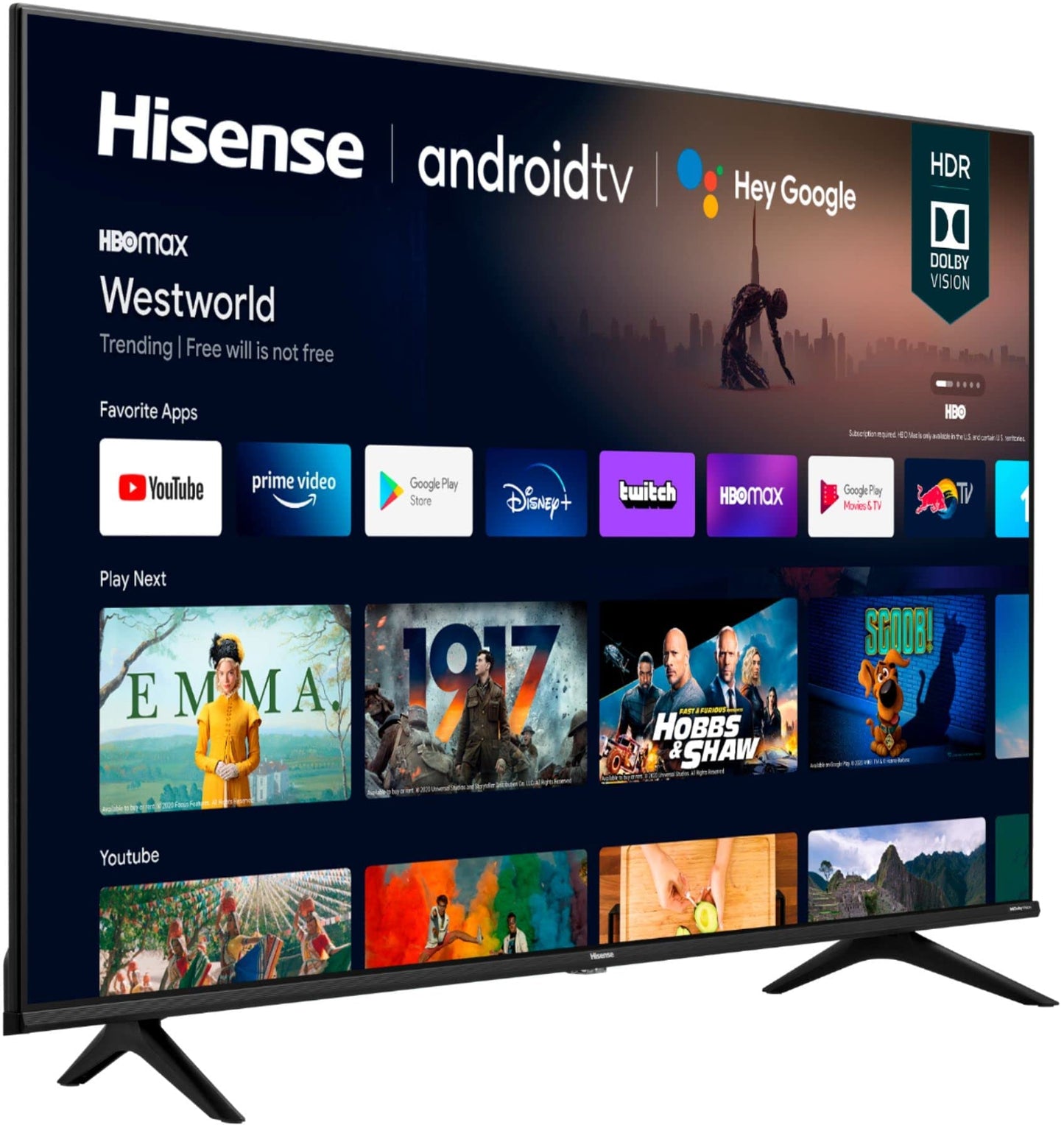 Hisense Television de 43" Class A6G Series LED 4K Ultra HD Smart Android TV Compatible con Netflix, Youtube, Disney+, Google Assistant y Alexa - 43A6GX3 (Reacondicionado)