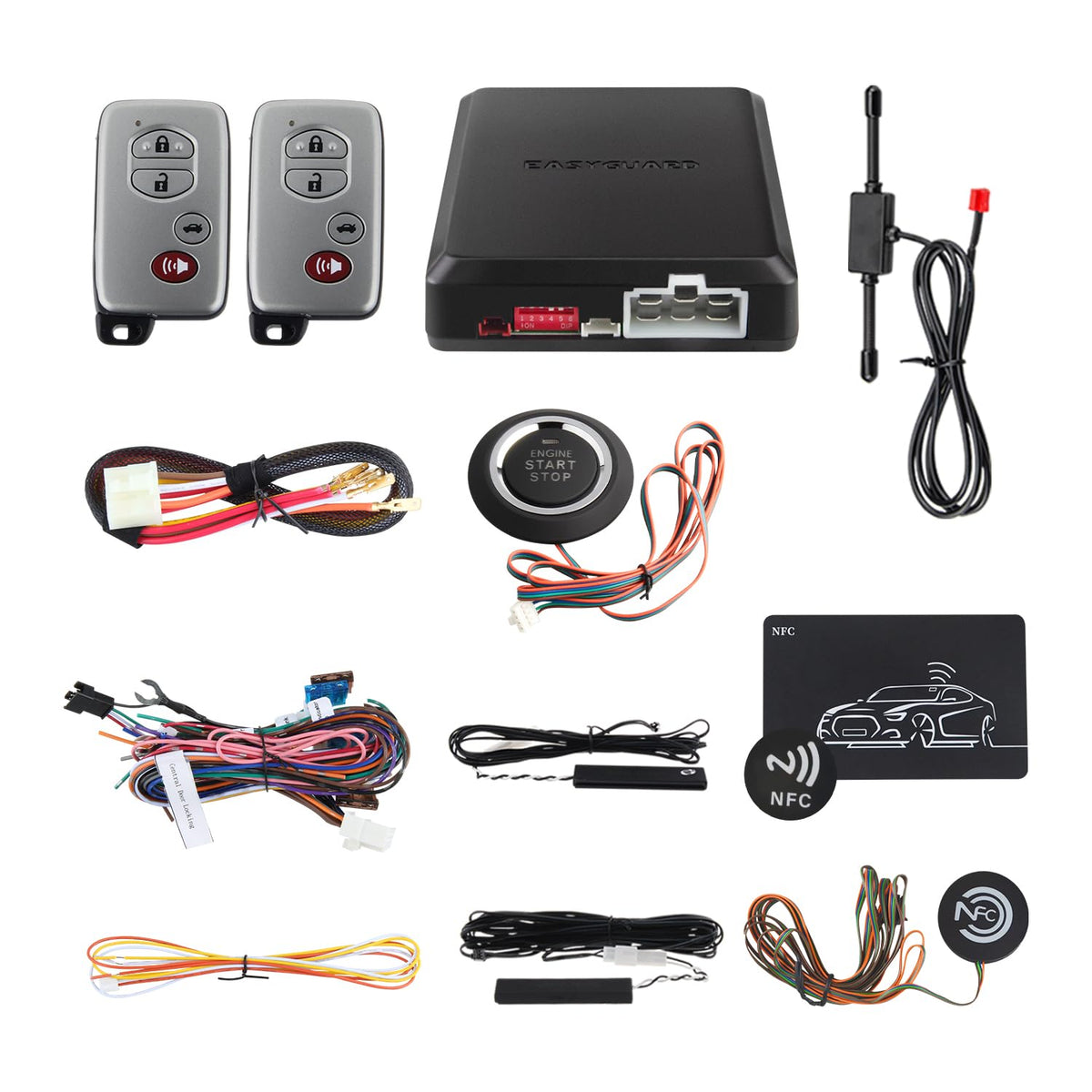 Sistema de Alarma para Auto EASYGUARD EC002-T Negro con Arranque Inteligente y Acceso sin Llave