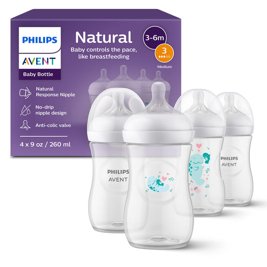 Biberón Natural Response Philips Avent Decorado Foquitas Válvula Anticólicos Flujo Medio