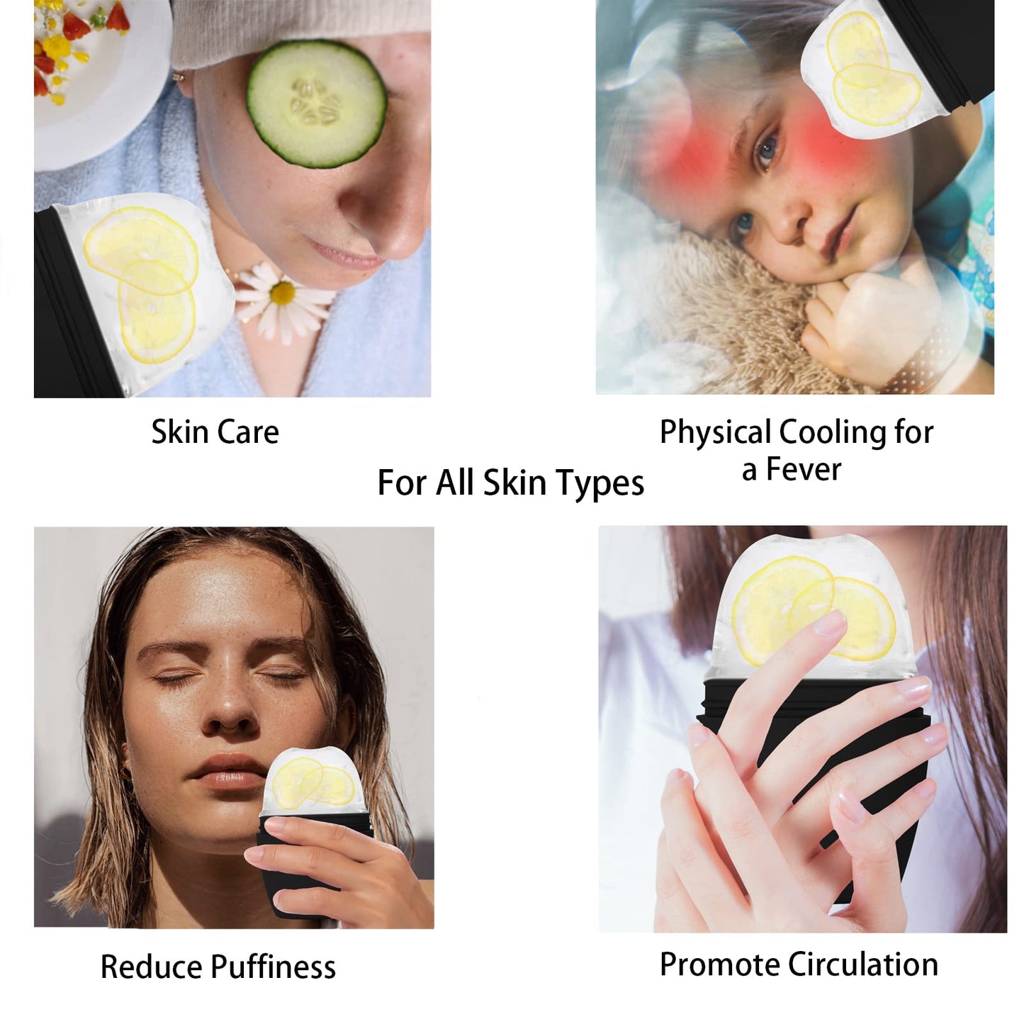 Evmliy Rodillo de Hielo para Cara, Rodillo de Hielo de Silicona para Apretar Y Levantar La Piel para Aliviar La Hinchazón de La Cara Y Los Ojos, Molde Facial Reutilizable para El Brillo Natural Del Cu