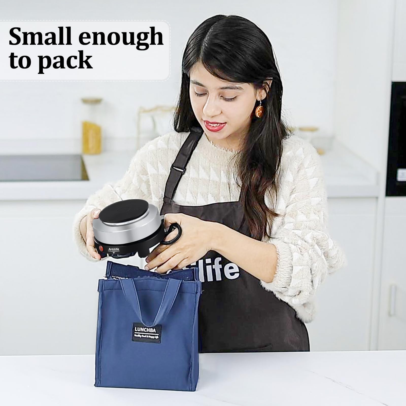Artilife - Mini placa caliente pequeña de 500 W, placa caliente eléctrica pequeña de 500 W, mini estufa portátil, calentador eléctrico de cocina, tamaño perfecto para olla Moka 110 V