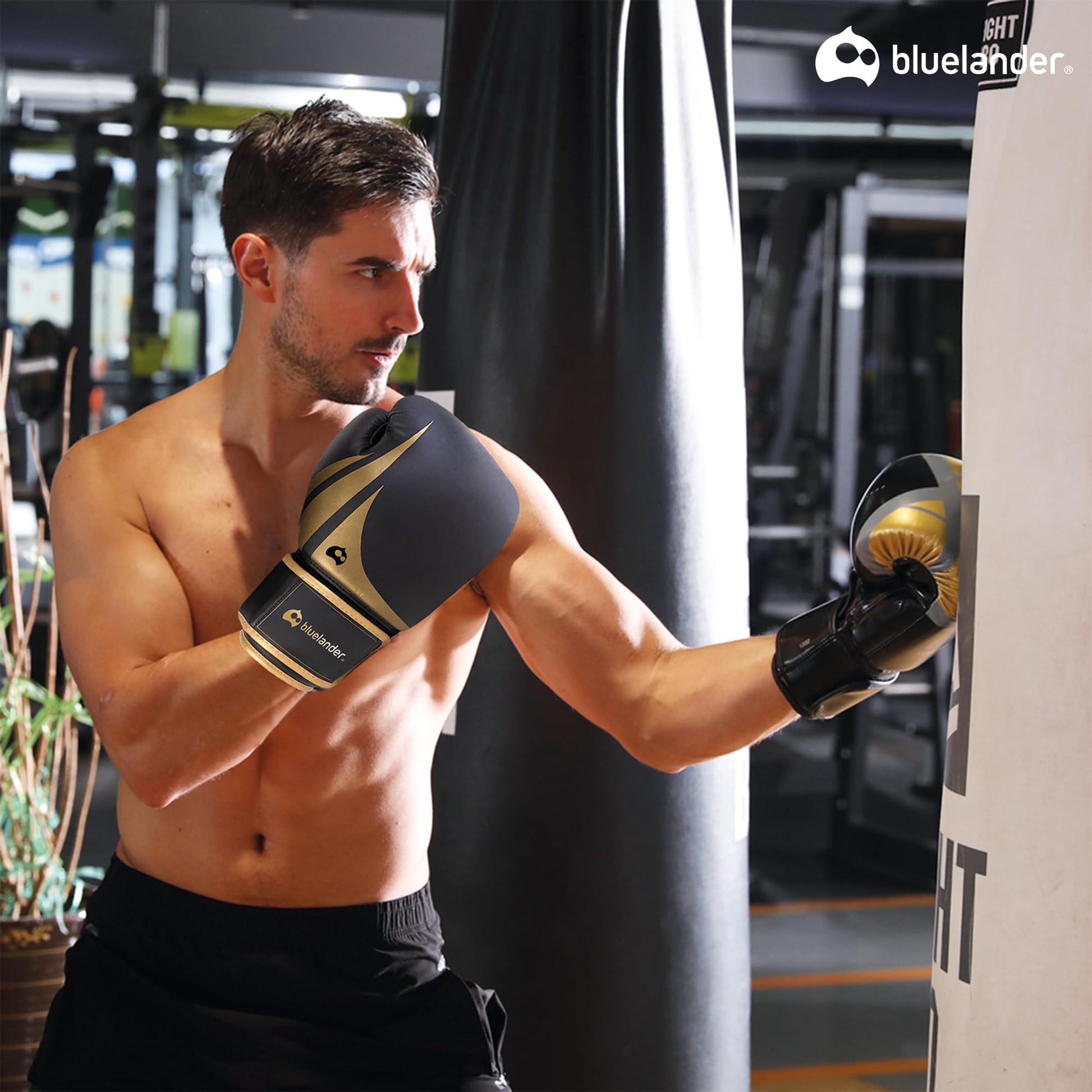 Bluelander Guantes de Boxeo 8 Oz, Unisex, Incluye Protector Bucal, Absorción de Impactos y Correa de Velcro, para Entrenamiento de Kickboxing, MMA y Artes Marciales Mixtas