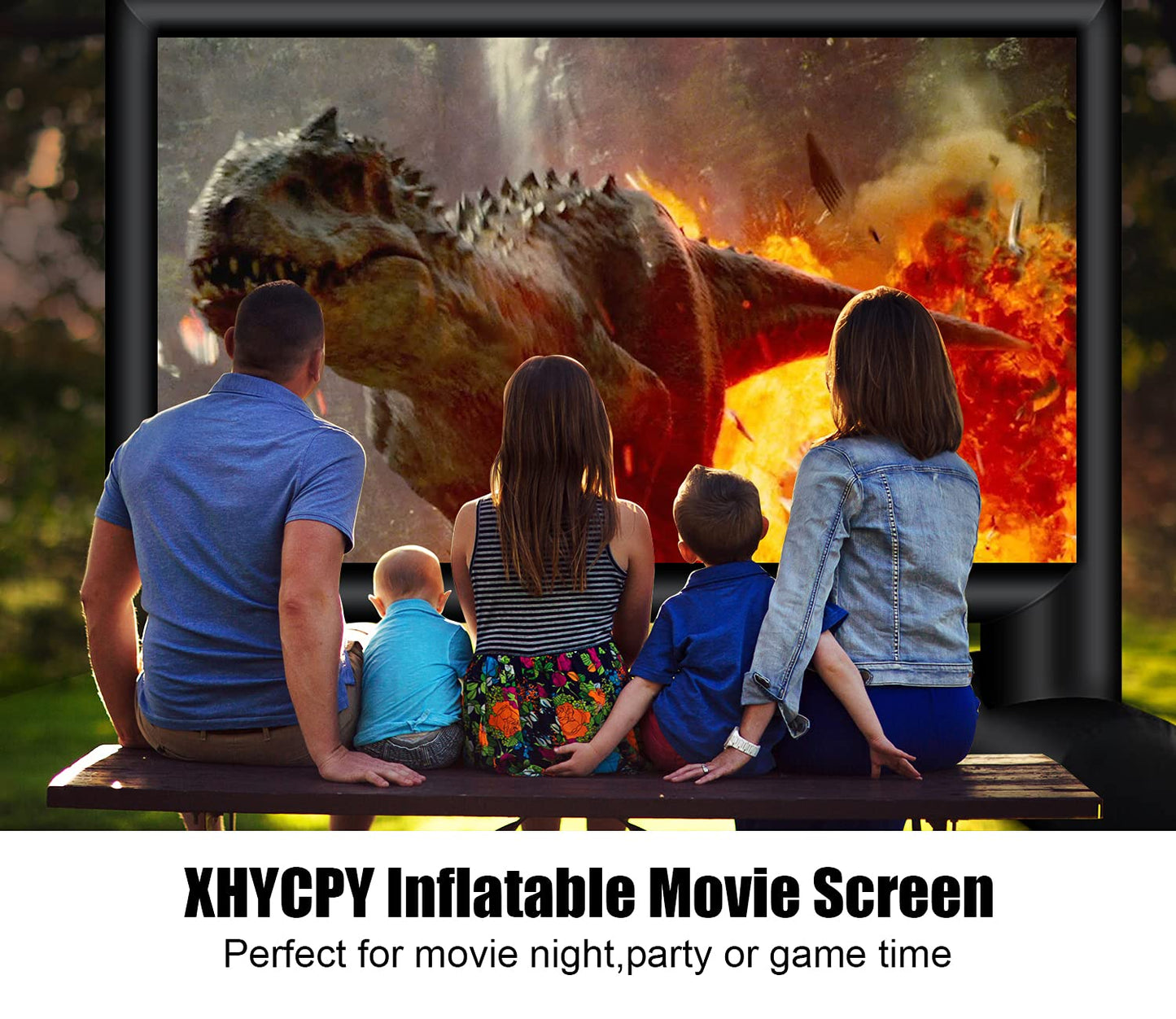 XHYCPY Pantalla de proyección Inflable de 17' con soplador - Soporta proyección Frontal o Trasera para la Noche de Cine en el Patio Trasero