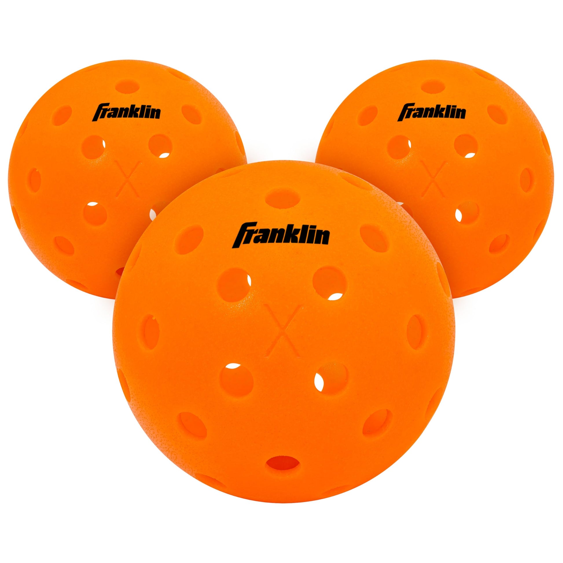 Franklin Sports - Bolas de Pickleball X-40 para Exteriores, aprobadas por Estados Unidos (USAPA) - Paquete de 3 Pickleballs Exteriores - Lava - Bola Abierta de Estados Unidos