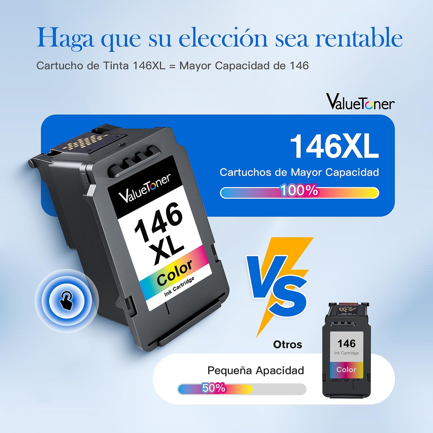 Cartucho de Tinta Valuetoner Negro y Color Mayor Capacidad Repuesto Compatible con Canon Pixma TS3110 MG2410 MG2510 MG3010