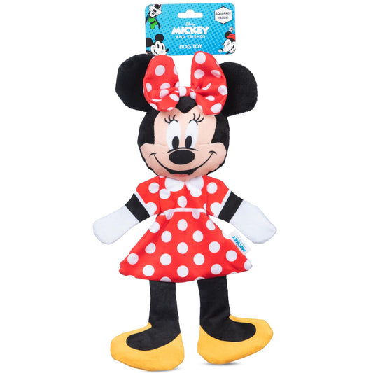 Disney for Pets Minnie Mouse - Peluche chirriante con Flattie Arrugado Cuerpo Perro Juguete de 12 Pulgadas | Juguetes para Perros Disney | Juguete chirriante de Felpa para Perros Inspirado en Minnie