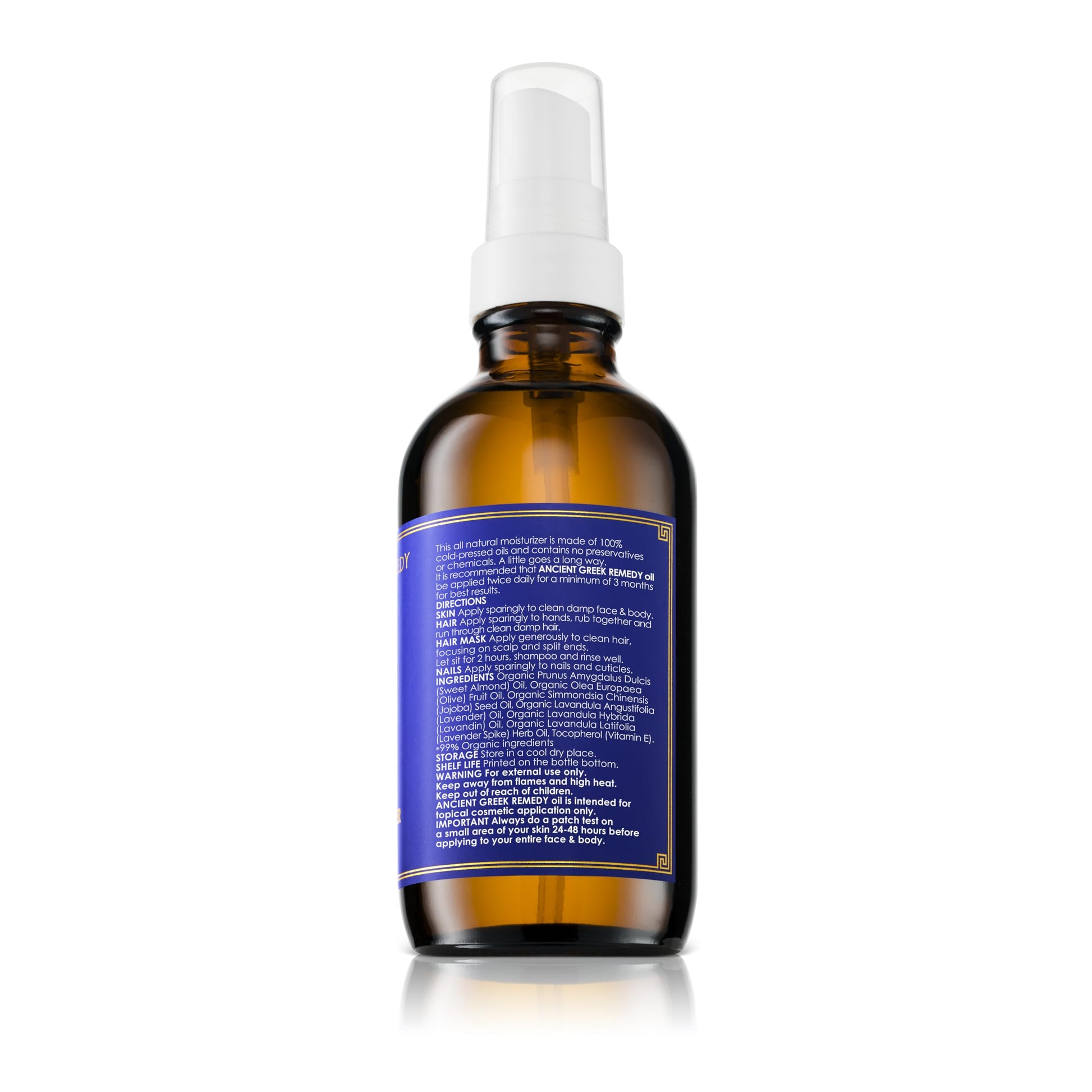 Organic Olive, Lavender, Almond, and Grapeseed Oil Blend with Vitamin E - Daily Moisturizer for Skin, Hair, Face, Nails, and Scalp - Cold Pressed Full Body Oil for Men and Women.