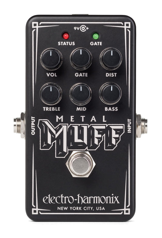 Pedal de Distorsión Electro-Harmonix Nano Metal Muff negro con Control de Puerta de Ruido para Guitarra Eléctrica