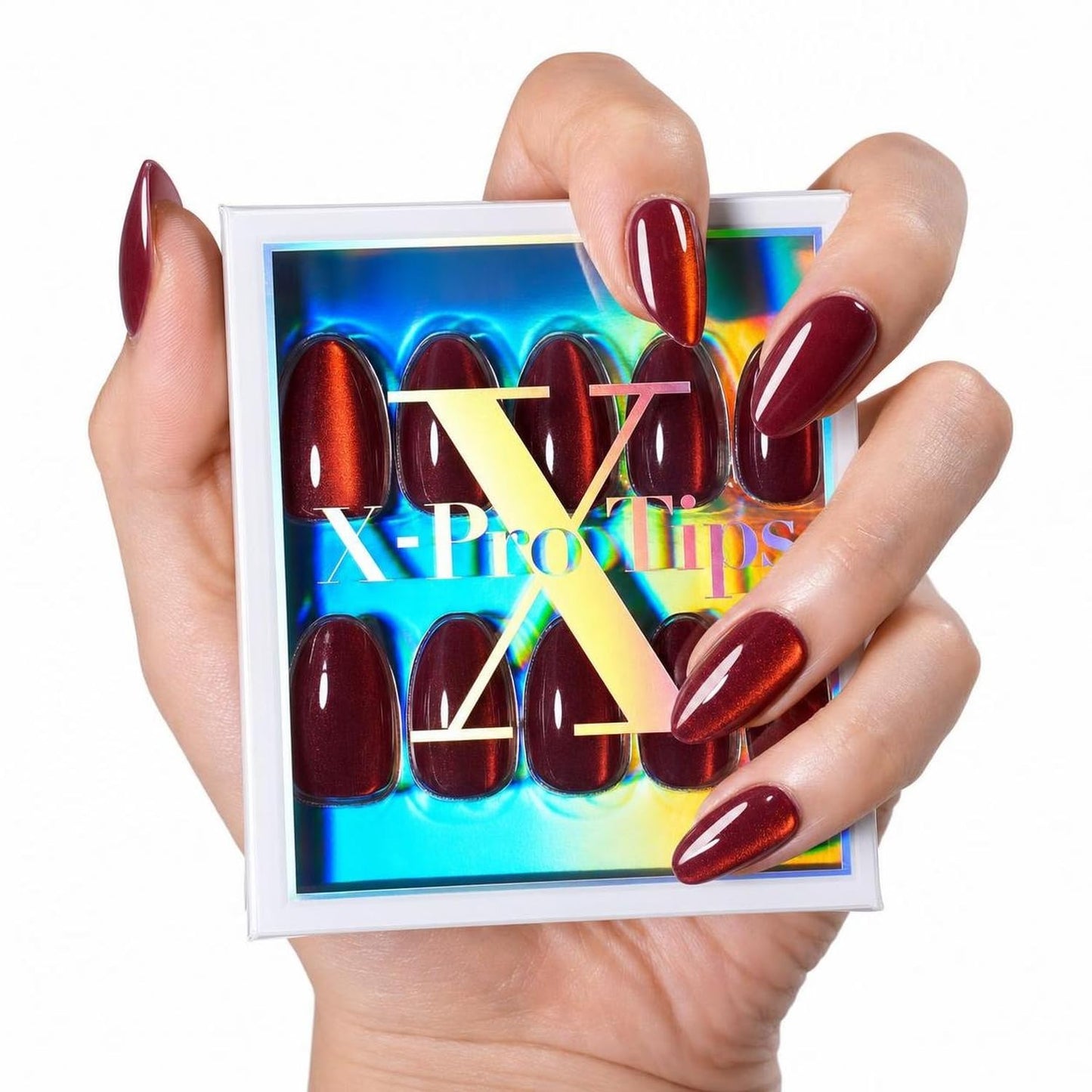 SXC Uñas postizas de la marca Cosmetics | Serie X1, almendra corta (035 Berry Chrome)
