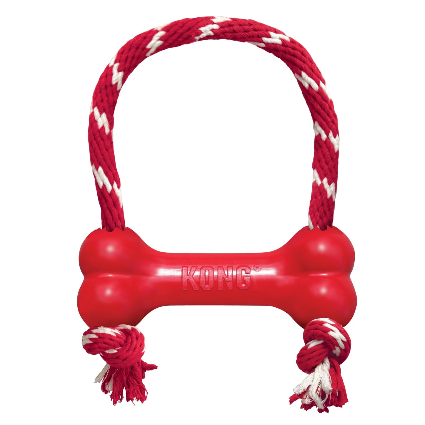 KONG Goodie Bone with Rope Dog Toy, Rojo, XS