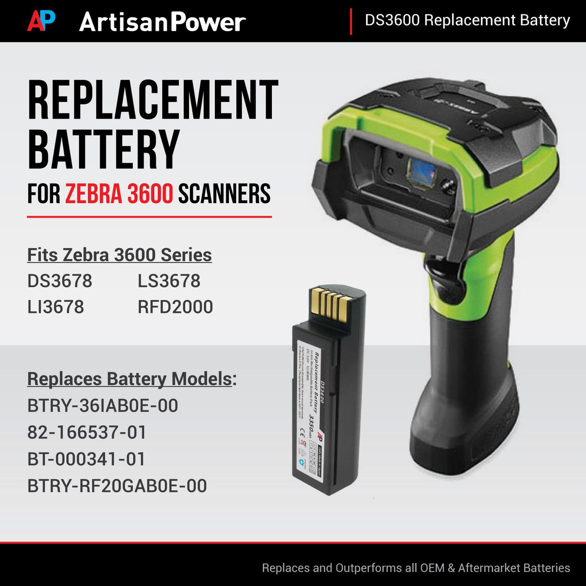 Batería de Repuesto Artisan Power Zebra 3600 Series para DS3678, LI3678, LS3678