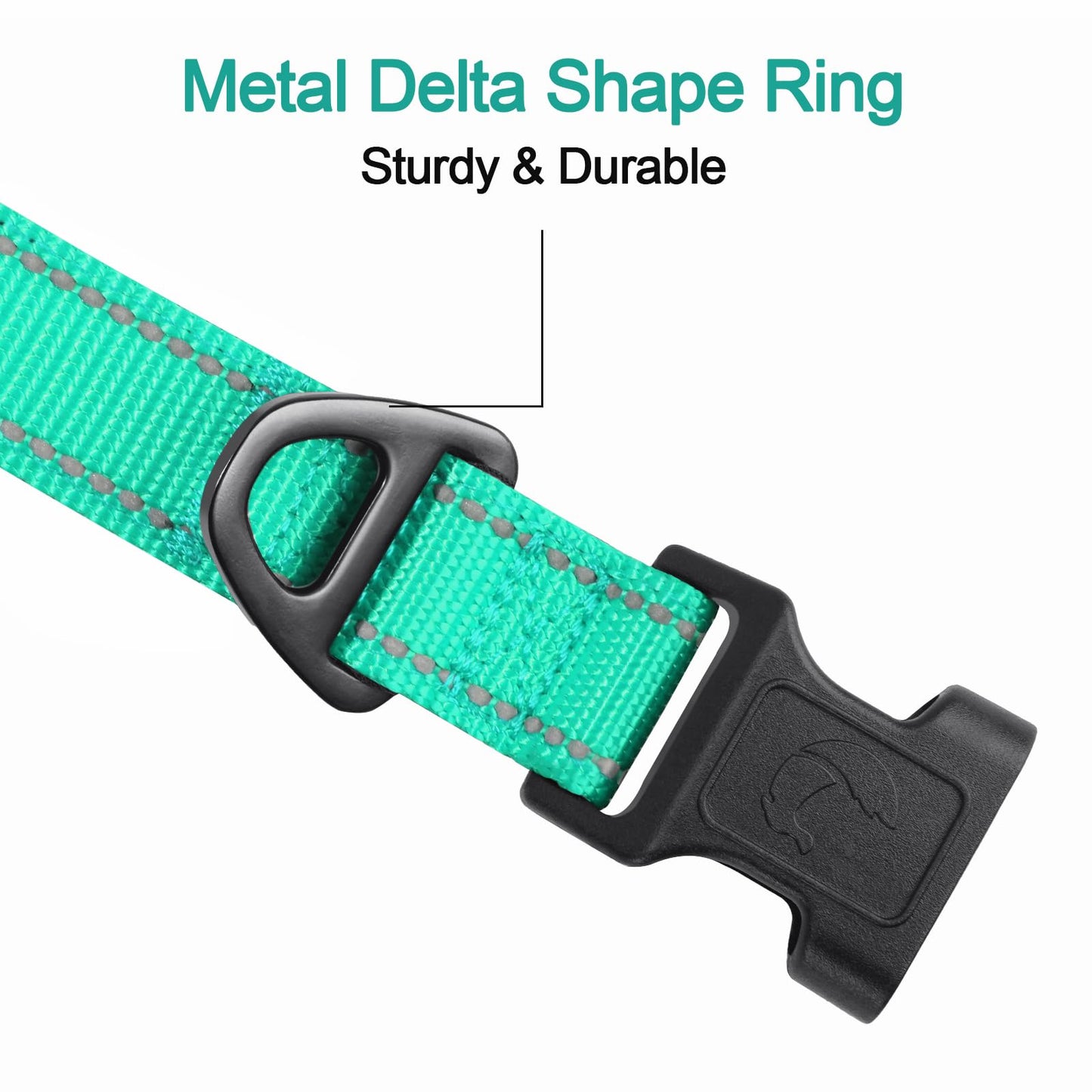 Joytale Collar reflectante para perro, suave de neopreno acolchado transpirable de nailon para mascotas ajustable para perros pequeños, verde azulado, S