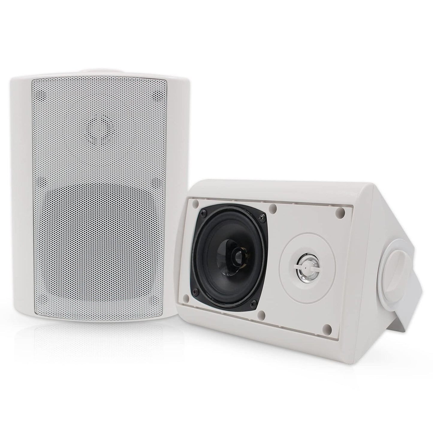 Herdio Altavoces 4 Pulgadas para Interiores y Exteriores, Resistentes al Agua, para terraza, Montaje en Pared, Altavoces, Blanco
