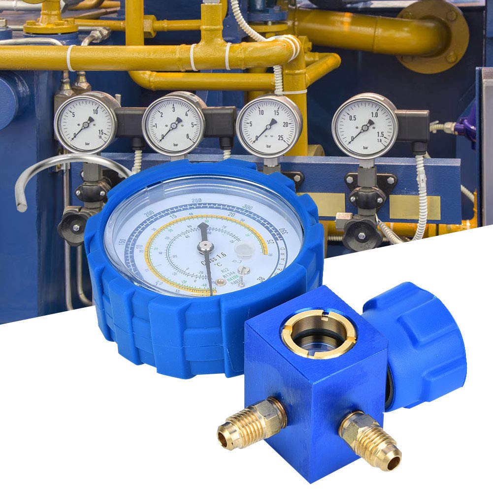 Manómetro de aire Acondicionado para R22 / R410A / R134A / R407C Herramienta de Refrigeración de Aire Acondicionado de Baja Presión con mirilla G1 / 4