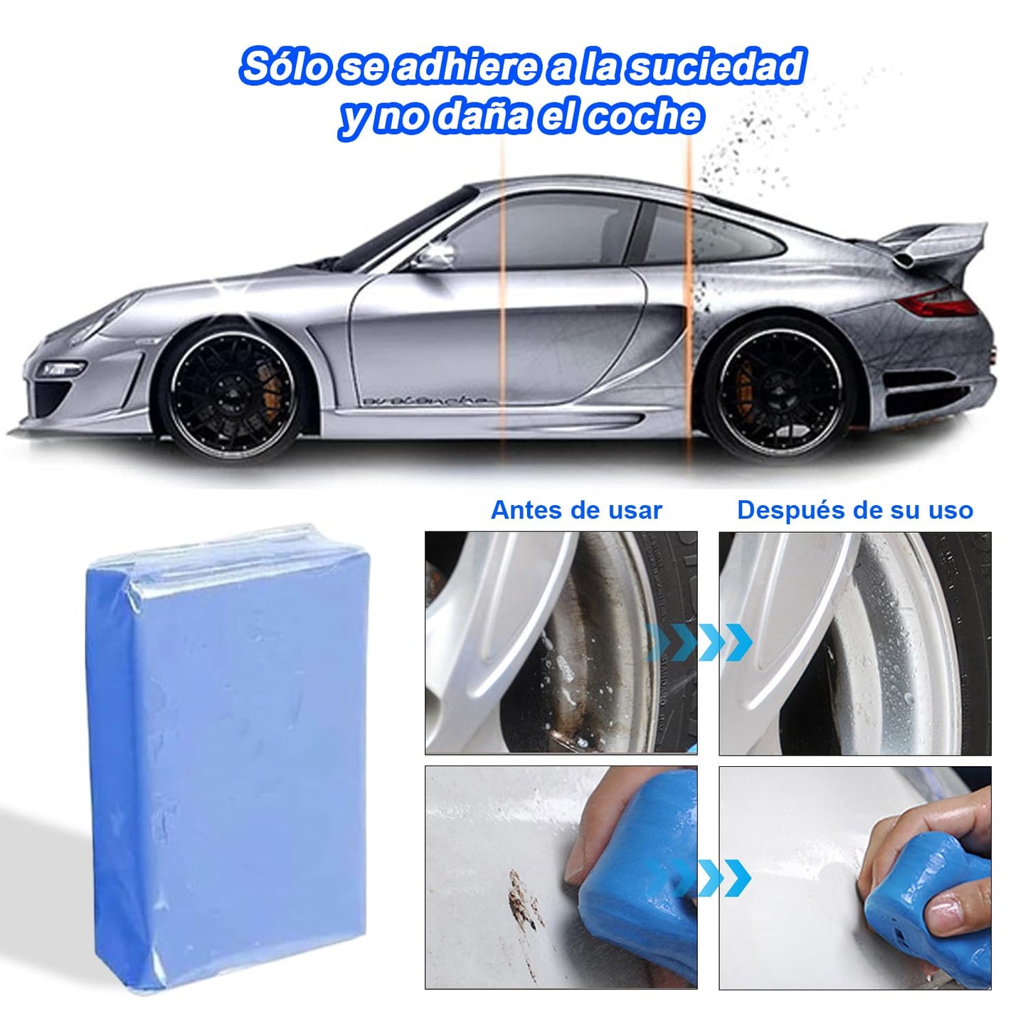 Arcilla Para Auto Car Magic Azul Reutilizable Sin Arañazos Para Limpieza De Detalles De Coche