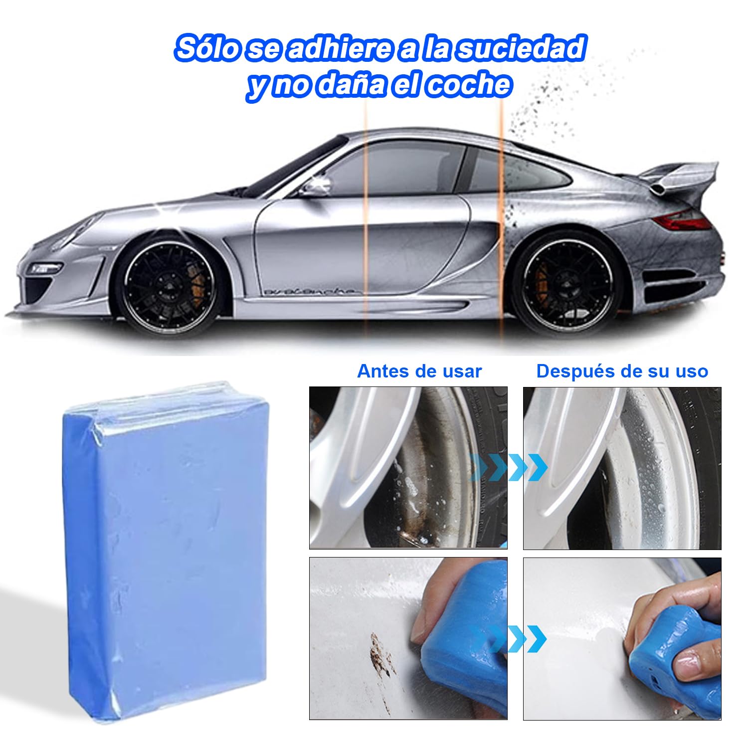 Arcilla Para Auto Car Magic Azul Reutilizable Sin Arañazos Para Limpieza De Detalles De Coche