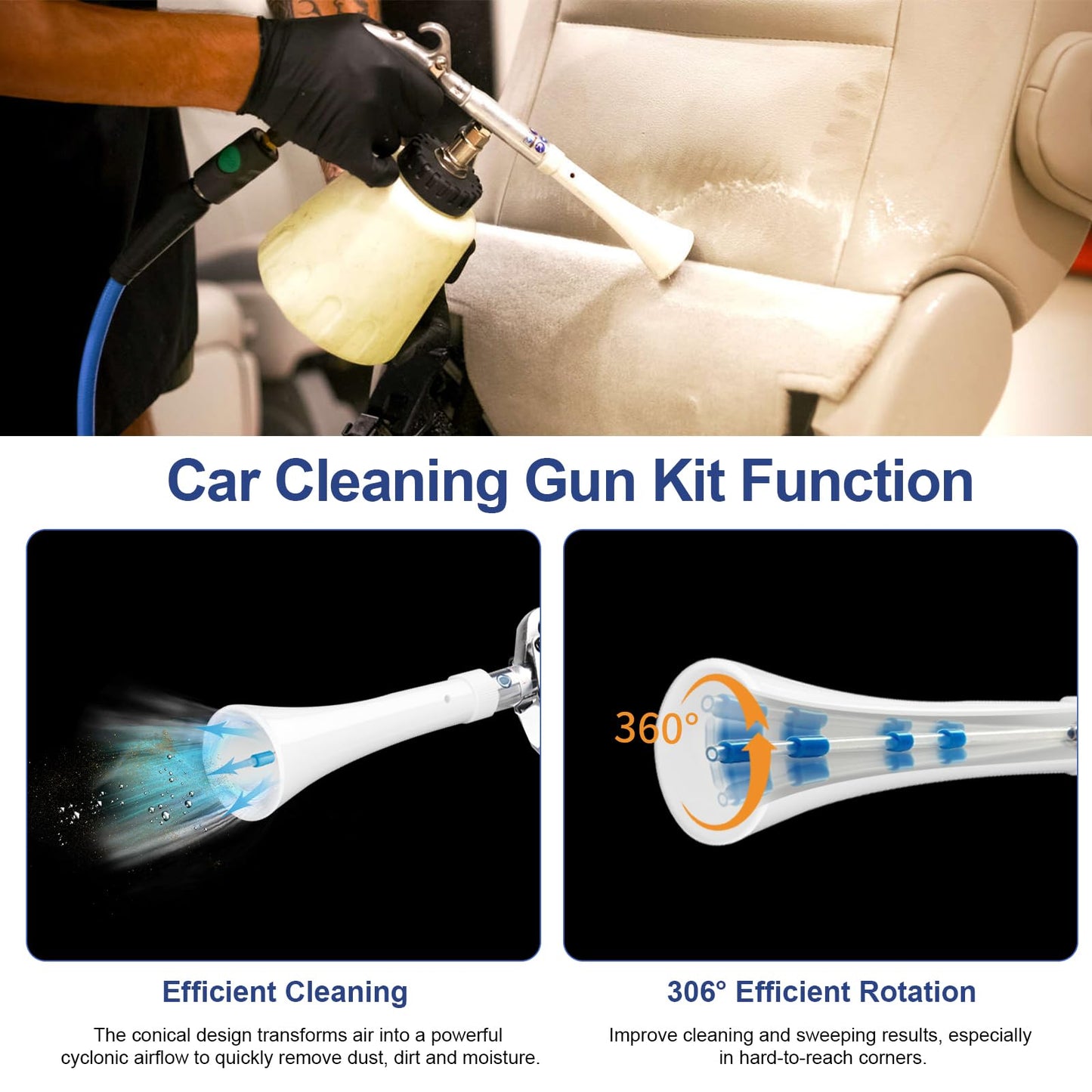 Kit de Pistola de Limpieza Ahuliao para Coche Tornador Z-010 y Herramienta de Soplado de Aire Z-014