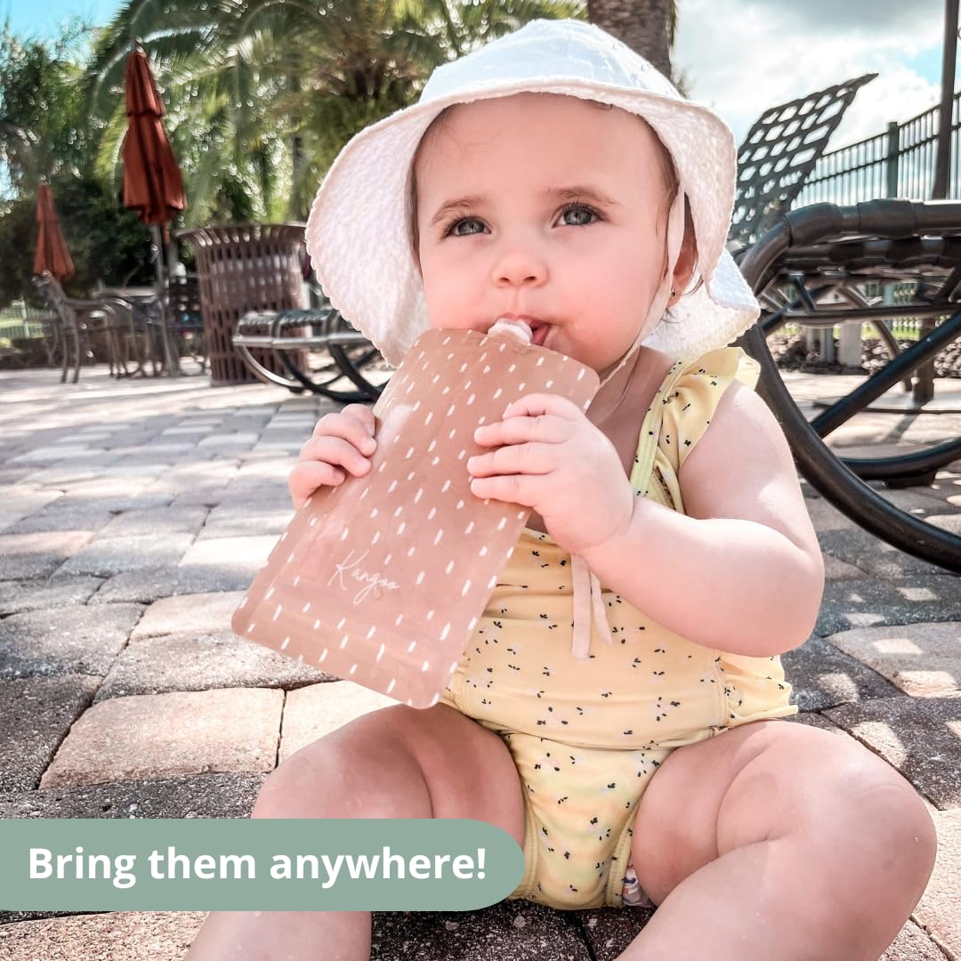 Bolsas reutilizables para alimentos para bebés – Bolsas de almacenamiento de alimentos para niños pequeños y niños – Puré de manzana, batidos, yogur y puré – Bolsa de compresión sin BPA Lot de 6