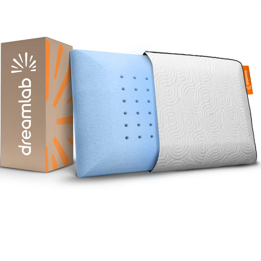 Almohada Dreamlab Azul Gel de Memory Foam con Funda de Bambú Hipoalergénica Firme Medio Tamaño Estándar