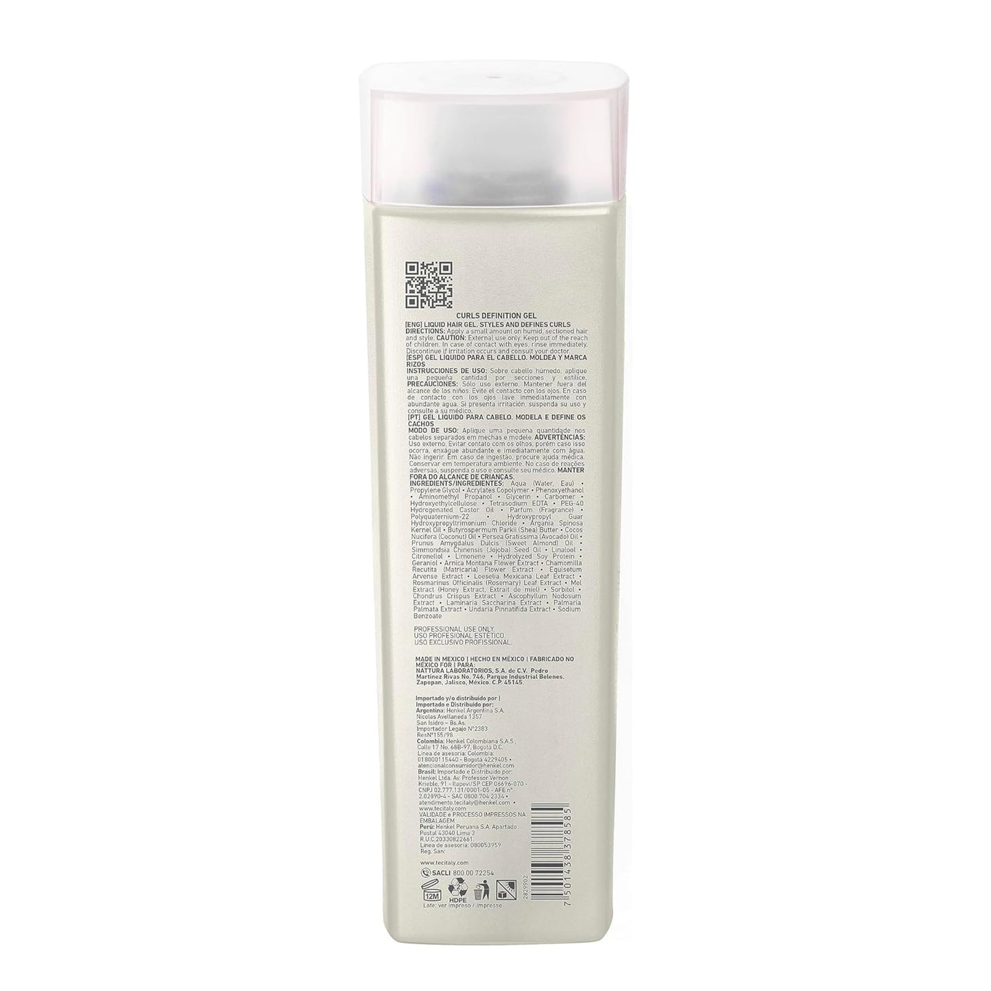 TEC ITALY Curls Gel Definition Define Rizos Fijación Media Antifrizz 300 ml