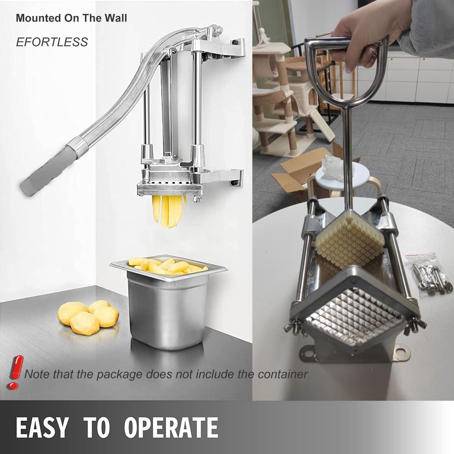 Cortador de Patatas uyoyous Acero Inoxidable Comercial con Cuchillas de 1/2 3/8 y 1/4 Pulgadas