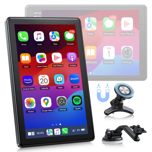 LAMTTO - visualización inalámbrica para Carplay para Coche, Android, Soporte magnético, OTA, visualización de Retrato y Paisaje, navegación GPS, receptores de Audio portátiles para Coche, Enlace