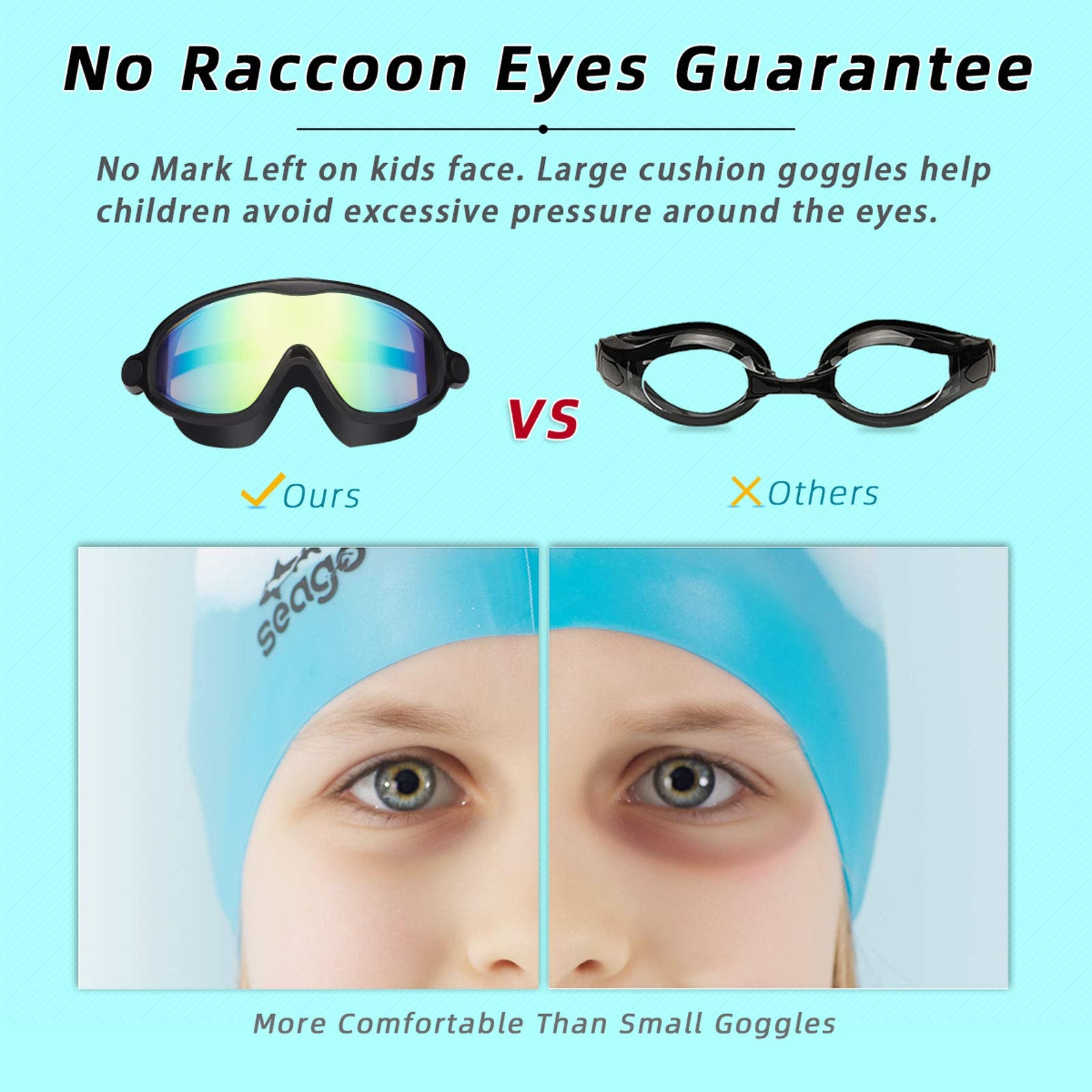 Anteojos de Natación Seago Azul y Verde Antivaho y Antirayos UV para Niños