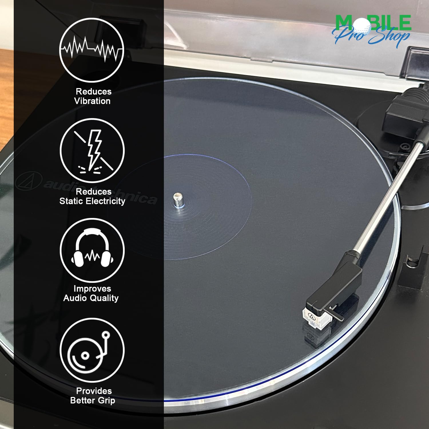 Tapete Giratorio Acrílico Mobile Pro Shop Azul para Tocadiscos Vinilo 12 Pulgadas de Mayor Espesor