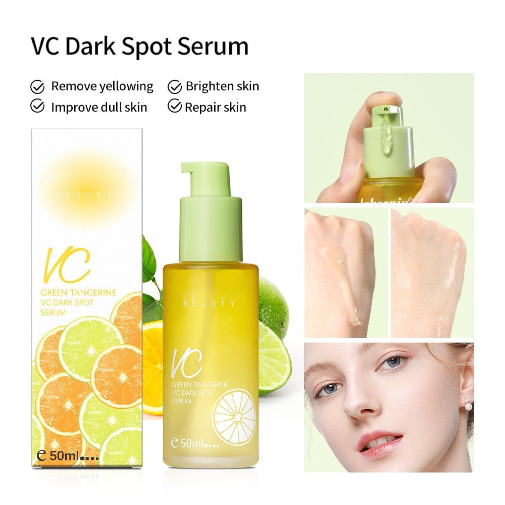 Suero Antioxidante Vitamina C Green Tangerine para Aclarar Manchas y Hidratar la Piel - 2 Piezas 50ml - Serum Facial Todo Tipo de Piel.