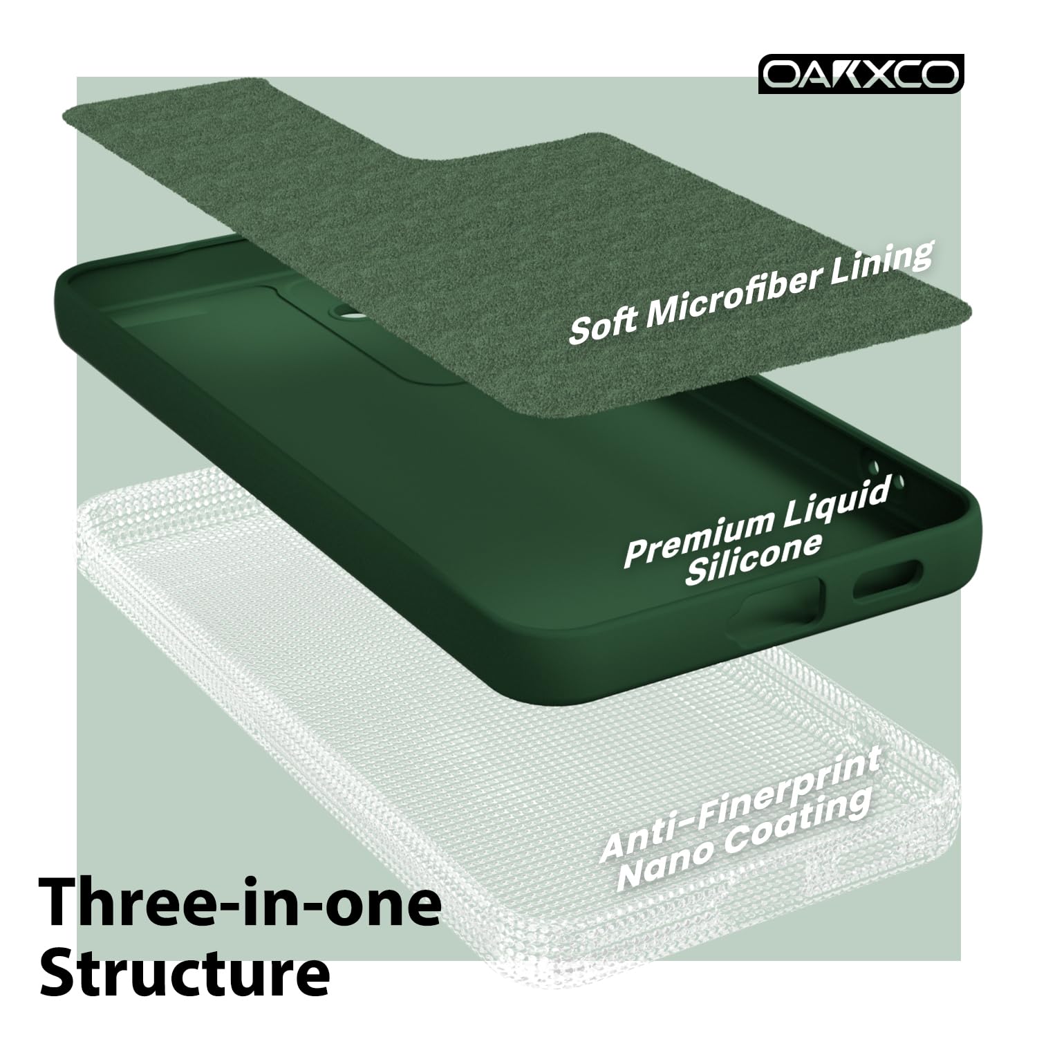 oakxco - Funda para Samsung Galaxy S24 de silicona líquida, fina y delgada, de gel de goma suave de TPU para mujeres y niñas, color sólido mate, verde oscuro