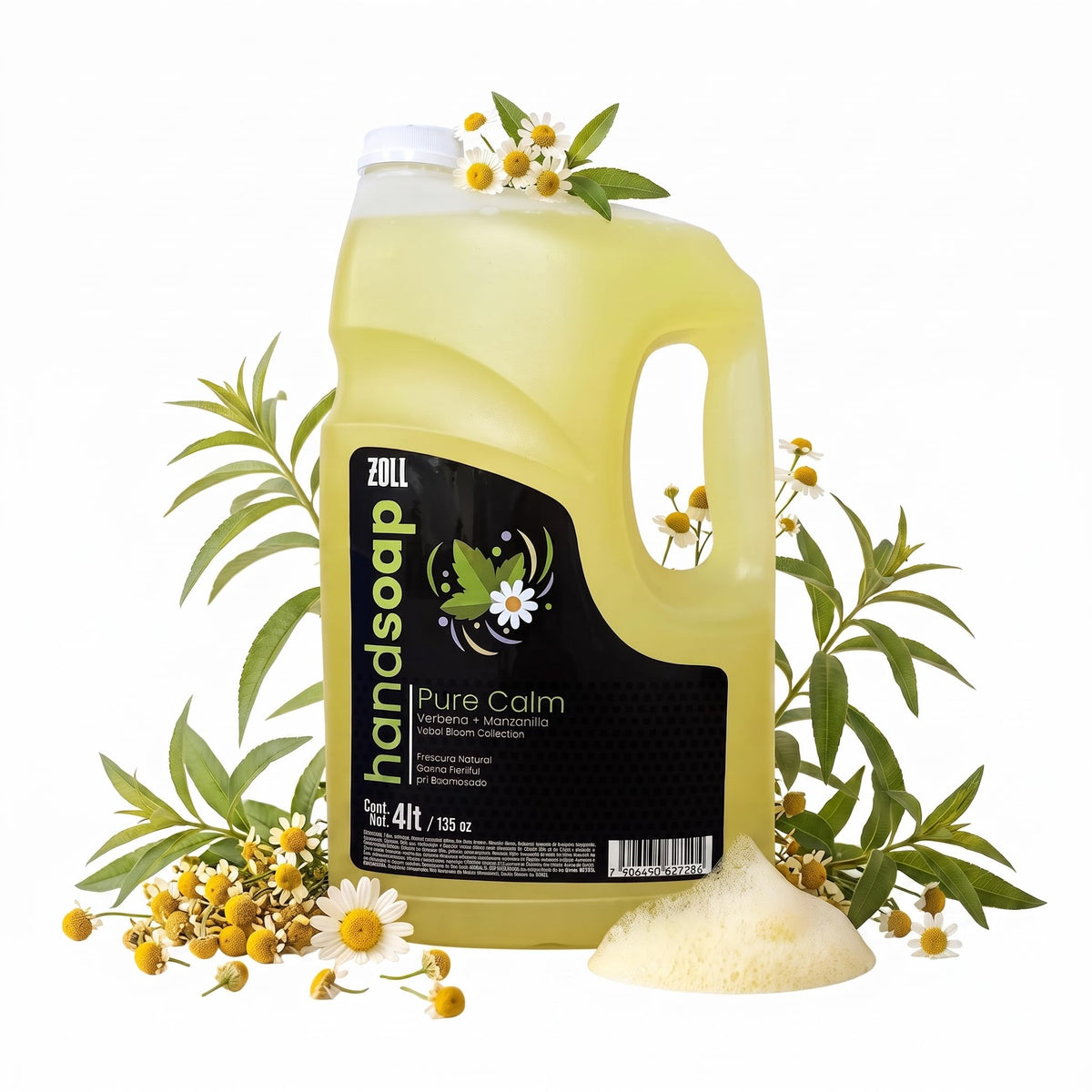ZOLL Jabón Líquido para Manos - Pure Calm Verbena y Manzanilla - Fragancia Premium Tipo Perfume - Larga Duración - Fórmula Espumante Hidratante - Limpieza Sofisticada para Uso Diario