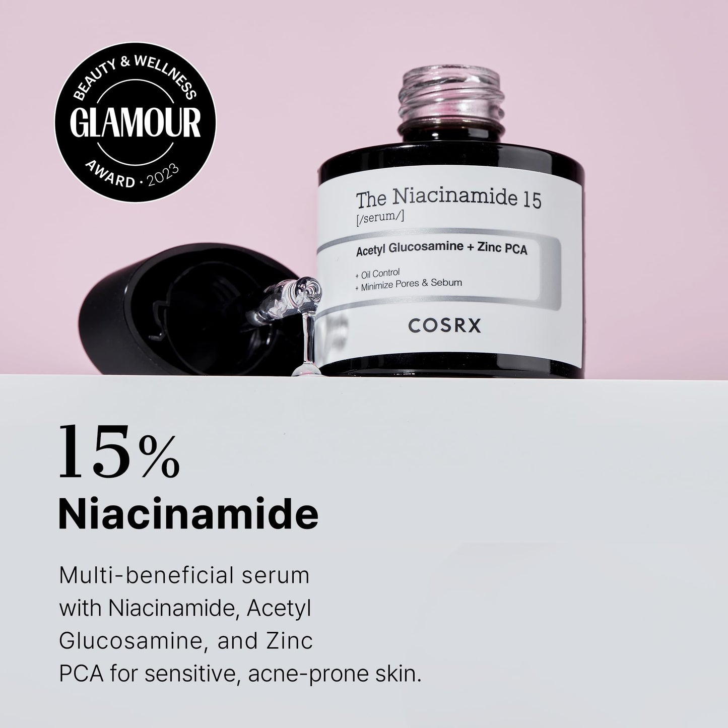 COSRX Niacinamide 15% Face Serum with Zinc 1%, Minimizing Pores & Sebums, Blemish Treatments for Discoloration, Dark Spots, Enlarged Pores, Anti-aging, 0.67 fl.oz / 20 ml, Animal Testing-Free, Artificial Fragrance-Free, Parabens-Free