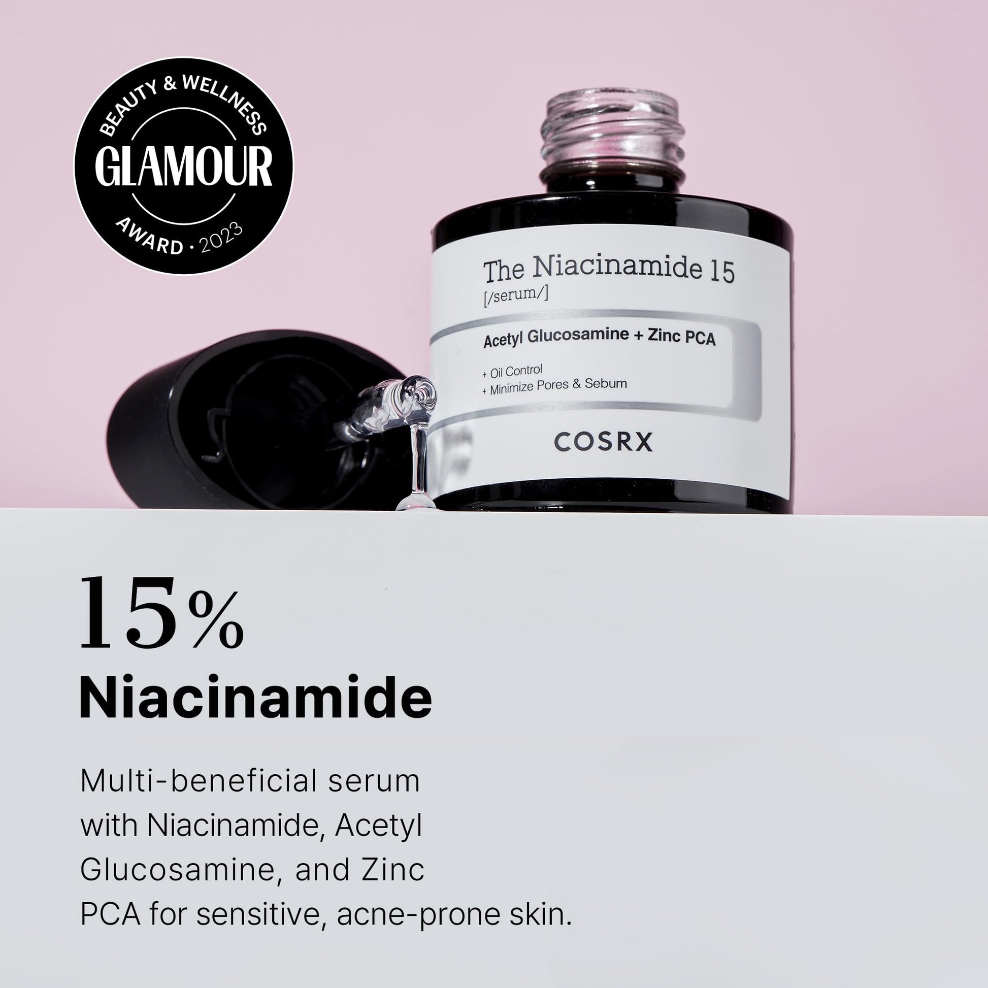 COSRX Niacinamide 15% Face Serum with Zinc 1%, Minimizing Pores & Sebums, Blemish Treatments for Discoloration, Dark Spots, Enlarged Pores, Anti-aging, 0.67 fl.oz / 20 ml, Animal Testing-Free, Artificial Fragrance-Free, Parabens-Free