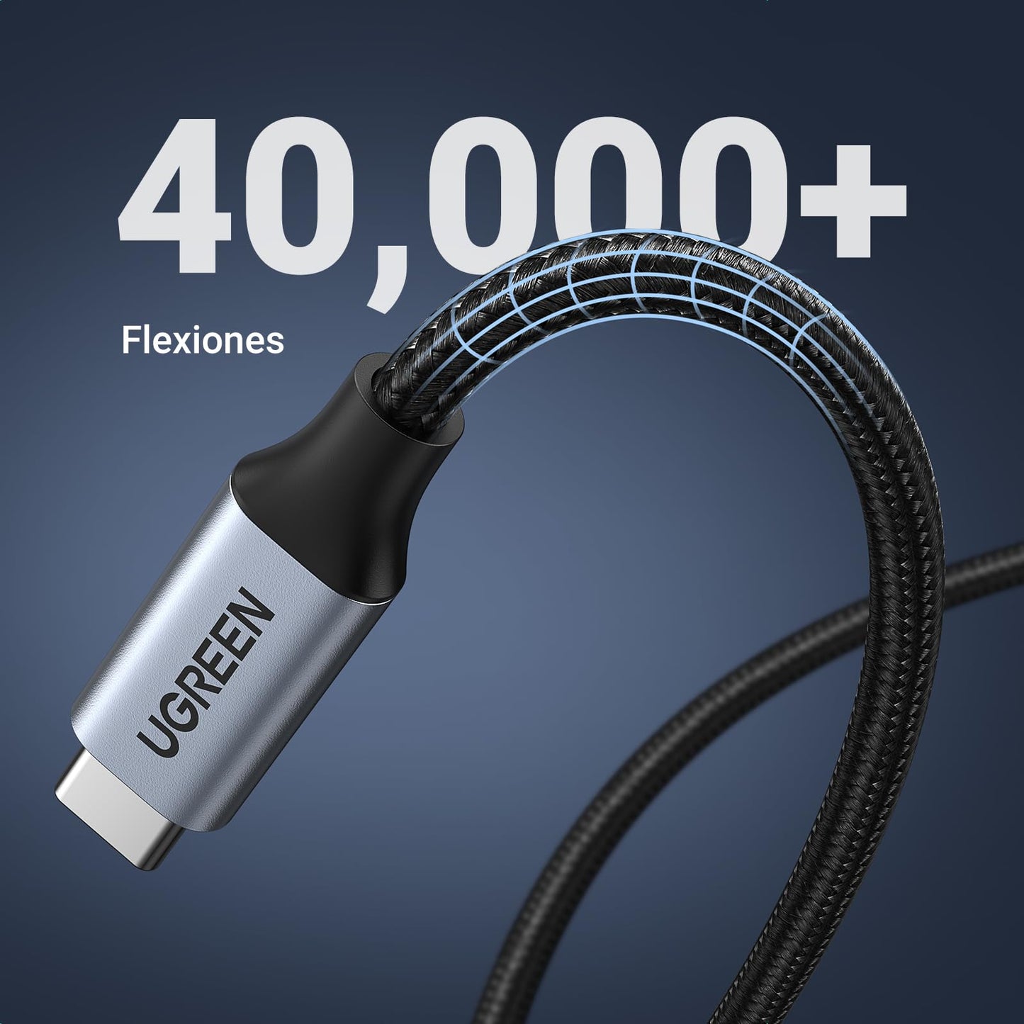 Cable de Extensión USB C UGREEN 1M Negro 3.1 Gen 2 10Gbps para Video 4K 60Hz y Carga Rápida 100W