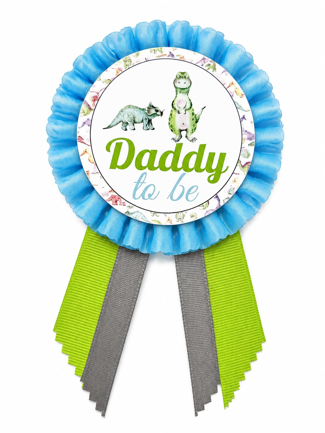 Alfileres de dinosaurio para baby shower para mamá, papá, abuela, selva, familia, para llevar, es un niño, Una talla, Cartulina cartulina cintas de satén Pin de diamantes de imitación solo para faja,