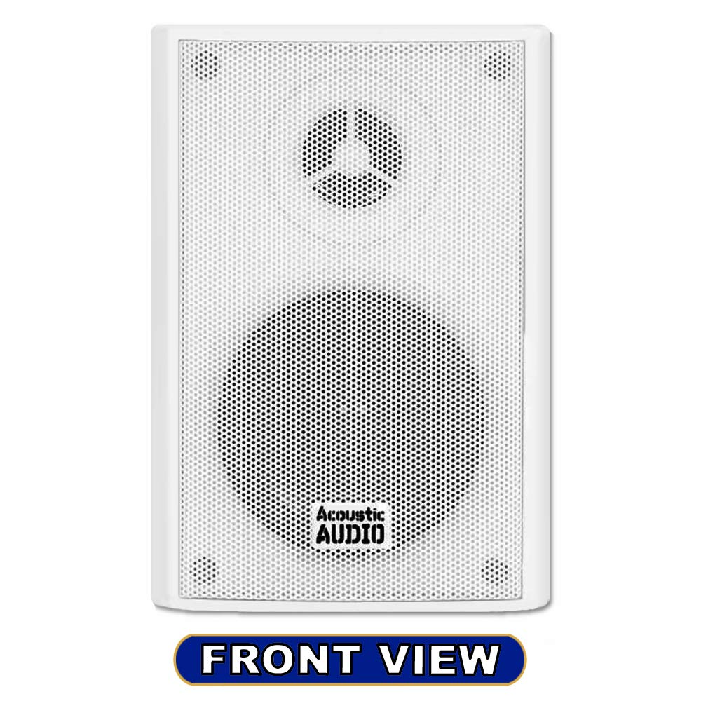 Bocinas Acoustic Audio blancas AA351W para Interiores y Exteriores, juego de 2