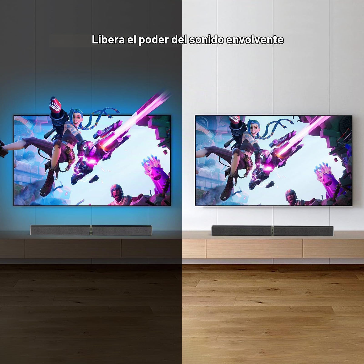 Barra de Sonido MZEIBO Negra Desmontable de 80 W con Graves Potentes para Smart TV