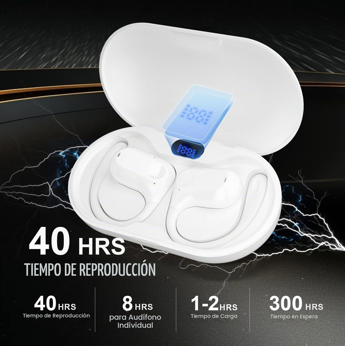 Audífonos Inalámbricos Deportivos HEYSONG Blanco Bluetooth 5.3 Impermeables y Ligeros