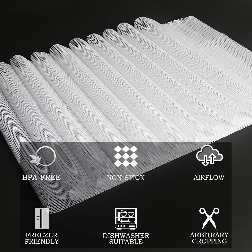 Kispog 10 Pcs/Sets Silicone Dehydrator Sheets for Food Dehydrator & Freeze Dryer, 14x14 in