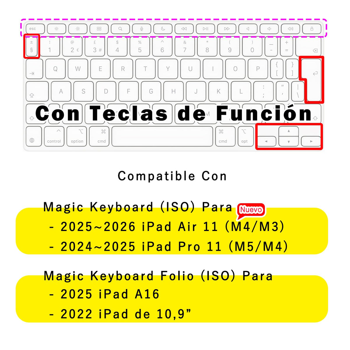 Cubre Teclado Español iPad de Apple en Negro con Teclas de Función para iPad Pro y Air