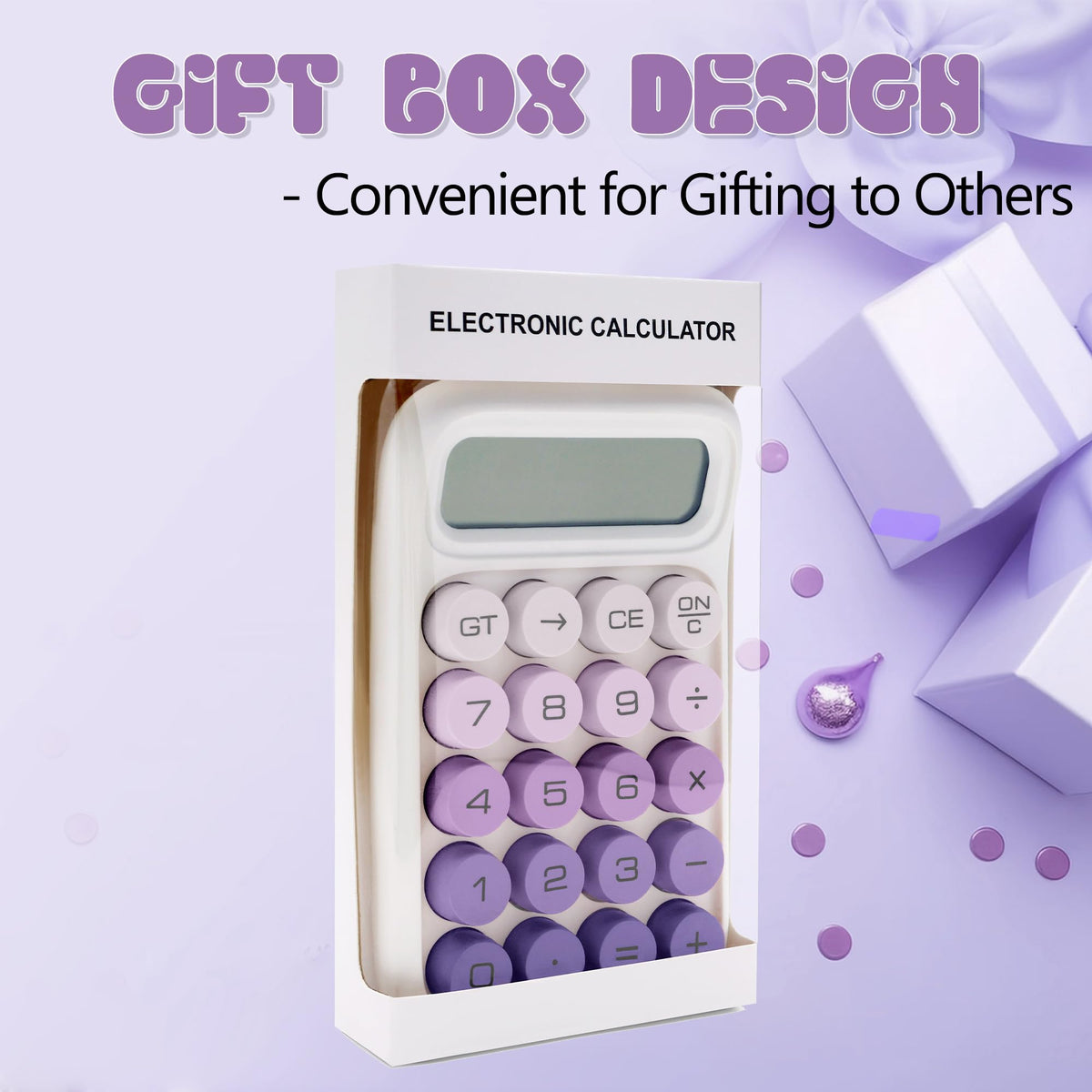 Calculadora Mecánica Exlliy Morada con Visualización LCD Grande y Botones Grandes