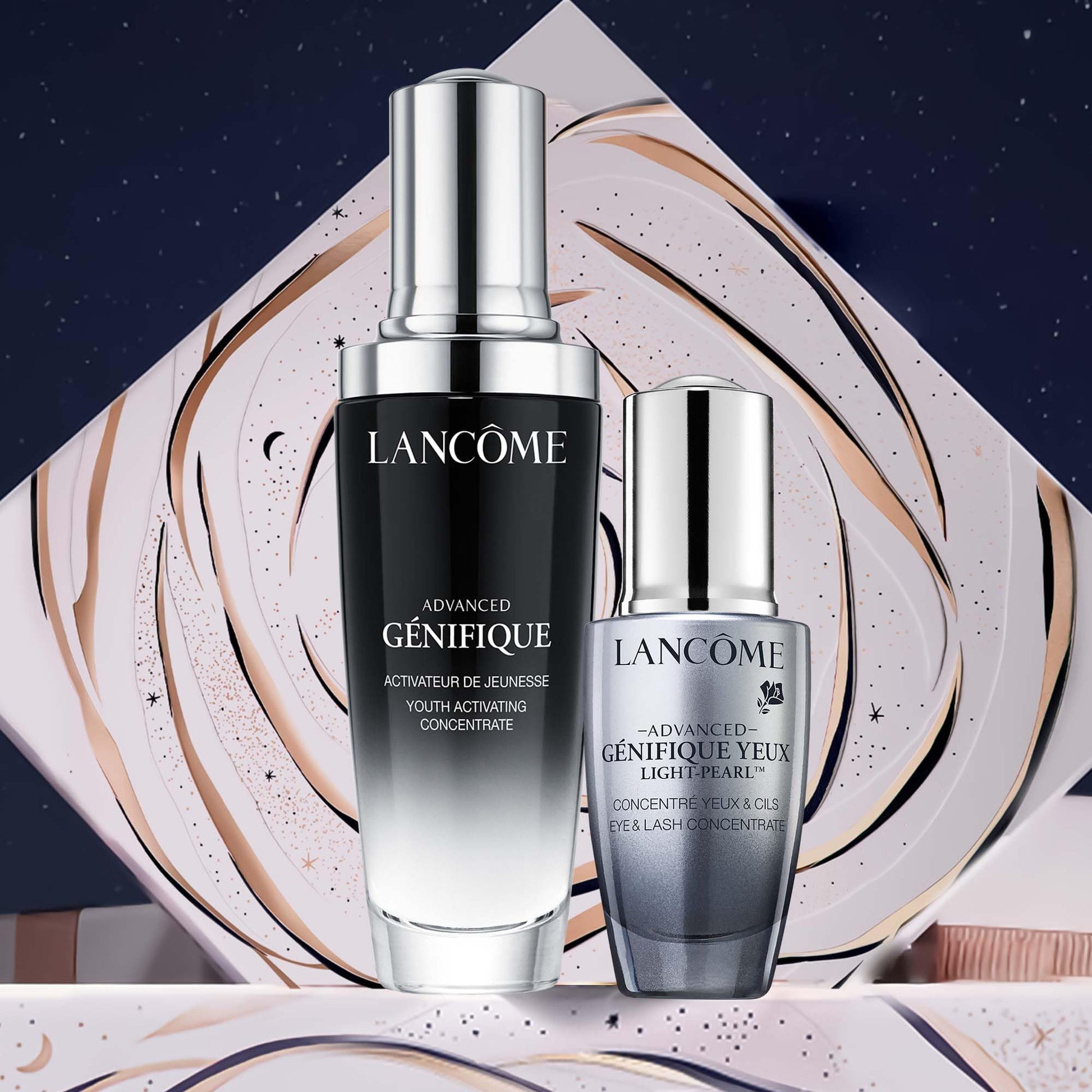 Lancôme, Advanced Génifique, Set de Serums, Suero Reparador Advanced Génifique 50 ml + Suero Para Contorno de Ojos Advanced Génifique Yeux Light Pearl 20 ml, Repara y Fortalece la Piel Para Una Mirada Luminosa, 2 Piezas