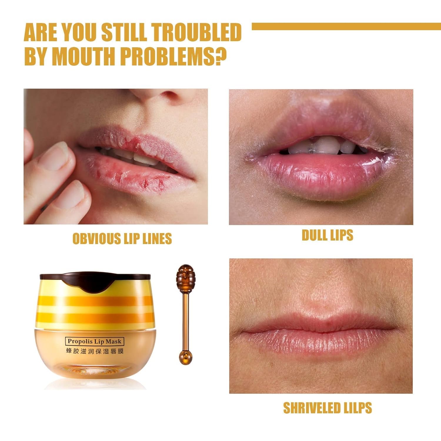 Bálsamo Labial de Miel de Abeja,Bálsamo Labial Hidratante con Propóleo,Bálsamo Labial Hidratante de Miel con Propóleo,Hidratación y Prevención de Labios Secos y Agrietados (Honey Pot)