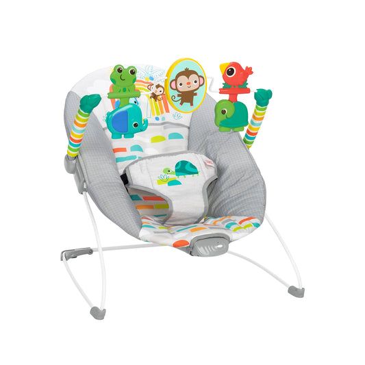 Bright Starts Playful Paradise - Asiento cómodo para bebé con vibración calmante y juguetes, unisex, 0-6 meses