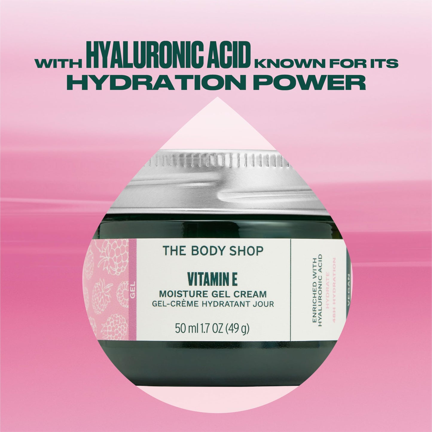 The Body Shop Vitamin E Gel Cream, 48hr Moisturizer, 100% Vegan, 1.7 Fluid Ounce