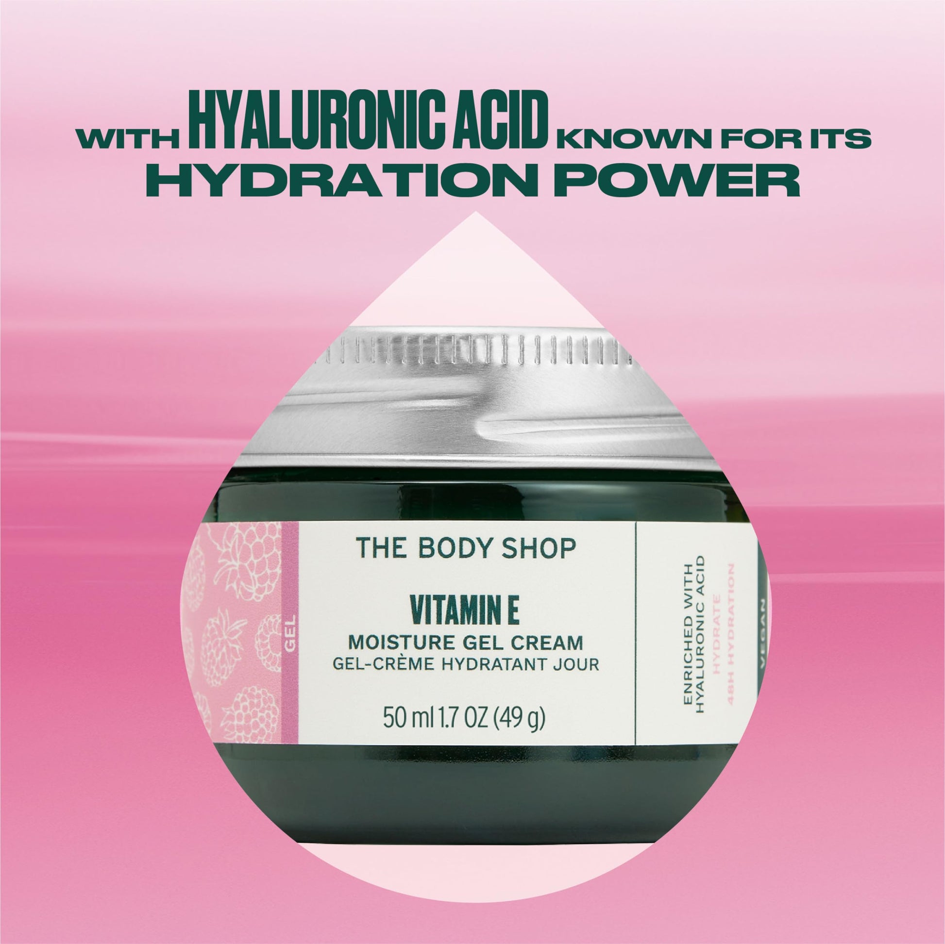 The Body Shop Vitamin E Gel Cream, 48hr Moisturizer, 100% Vegan, 1.7 Fluid Ounce