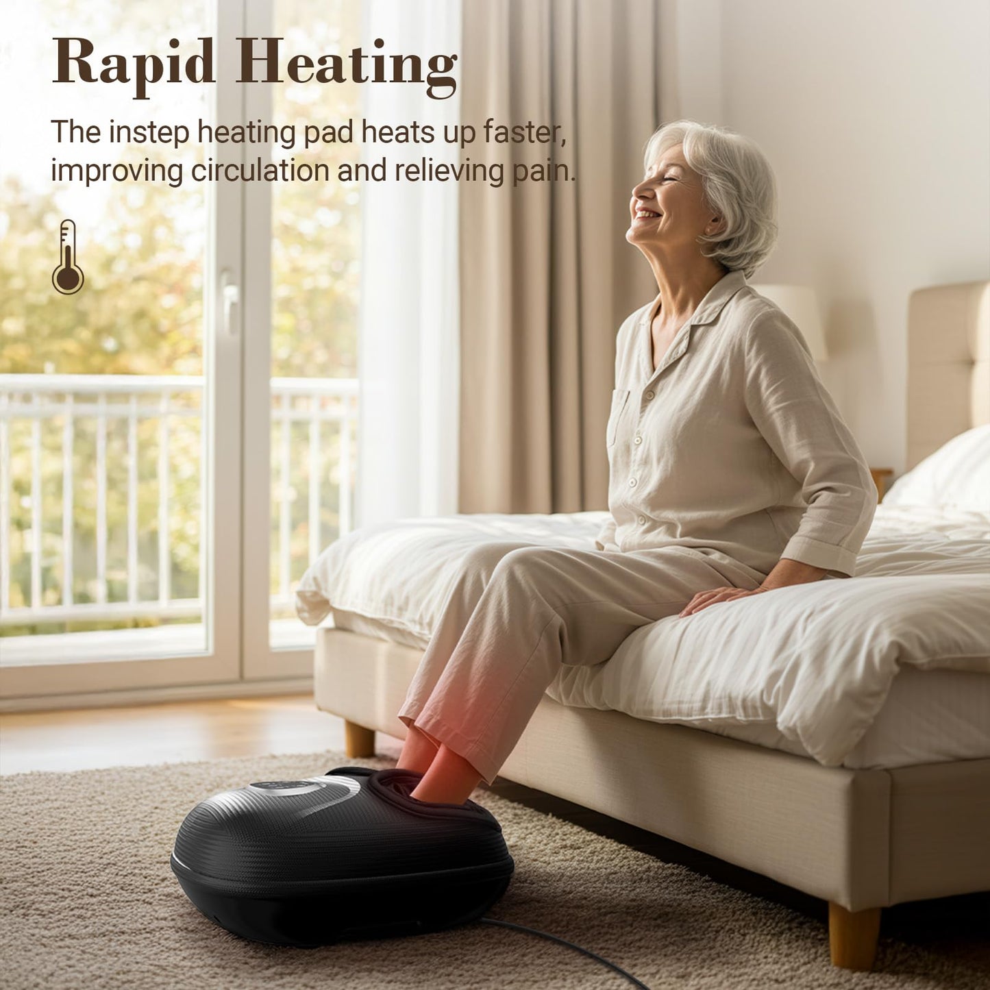 CuPiLo Máquina Masajeador de Pies Shiatsu con Calor, Vibración Ajustable y Compresión para Aliviar el Dolor de Neuropatía, Fascitis Plantar y Tensión Muscular
